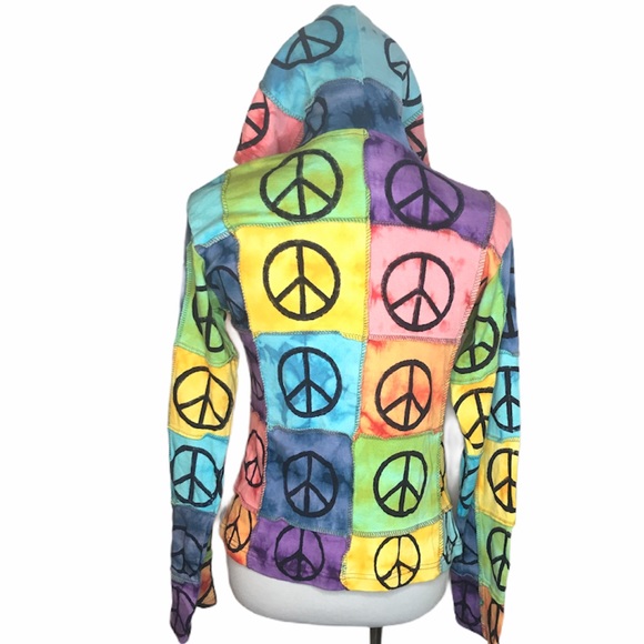 All That Jazz Peace Symbols Sweatshirt, Multicolor, Small - Picture 4 of 9